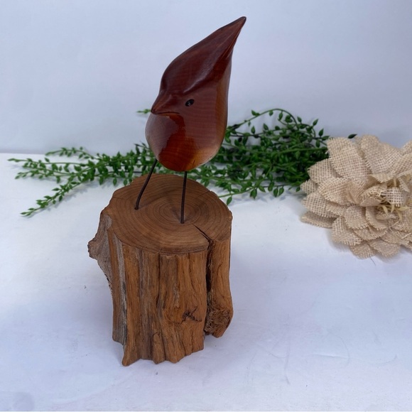 Vintage 1987 Randy Whaley Signed Hand Carved Cardinal Folk Art Driftwood Bird - Picture 3 of 11